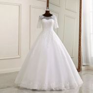 Illusion Lace Applique Wedding Dress