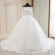 Ball Gown Off-the-shoulder Lace Applique Wedding Dress